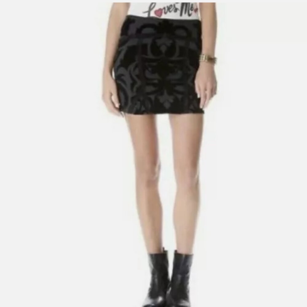 Free People Velvet Damask Stretch Mini Skirt
